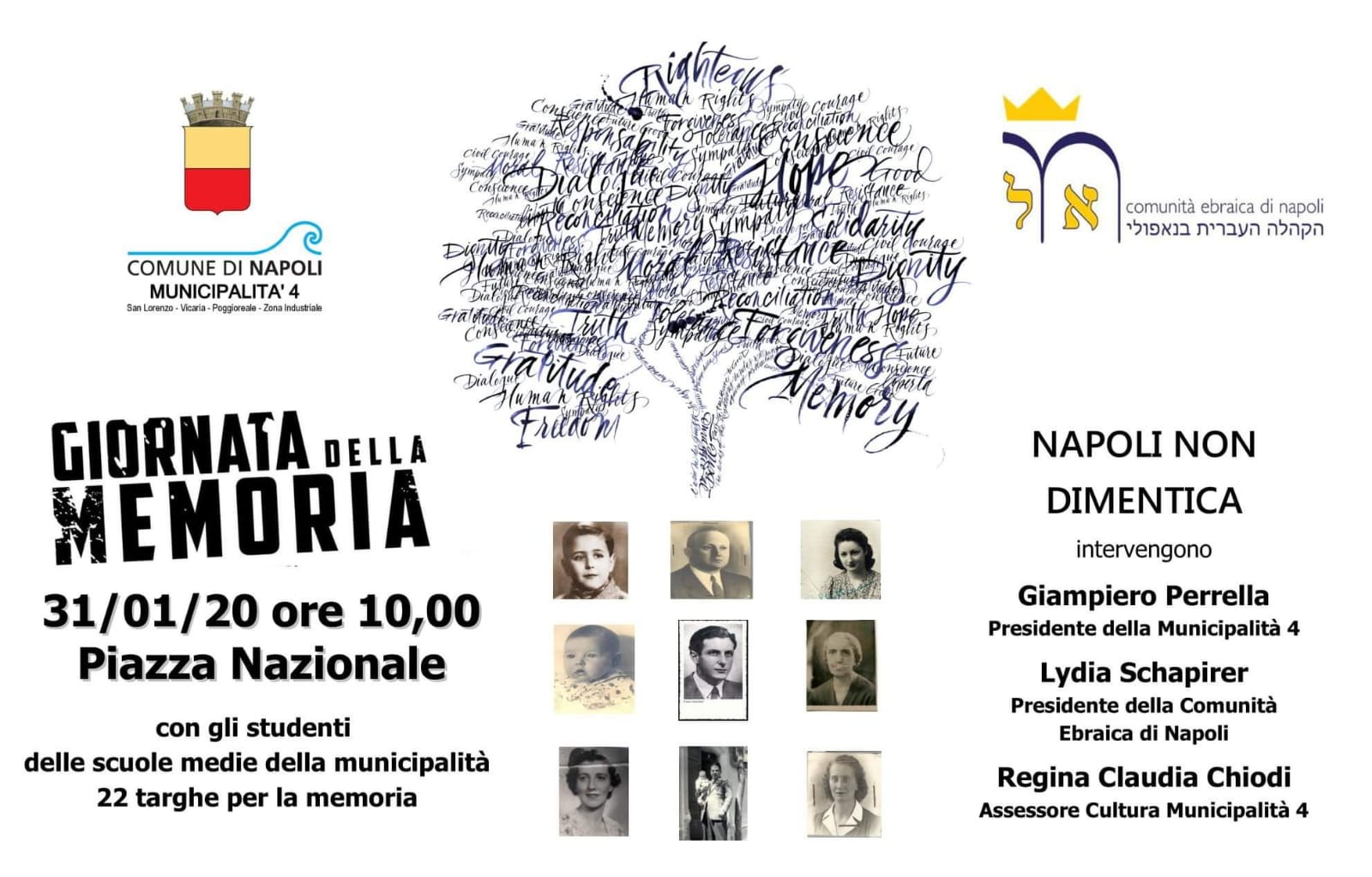 “Napoli non dimentica”, le iniziative della IV Municipalità per il Giorno della Memoria con la Presidente della Comunità Ebraica partenopea Lydia Schapirer.