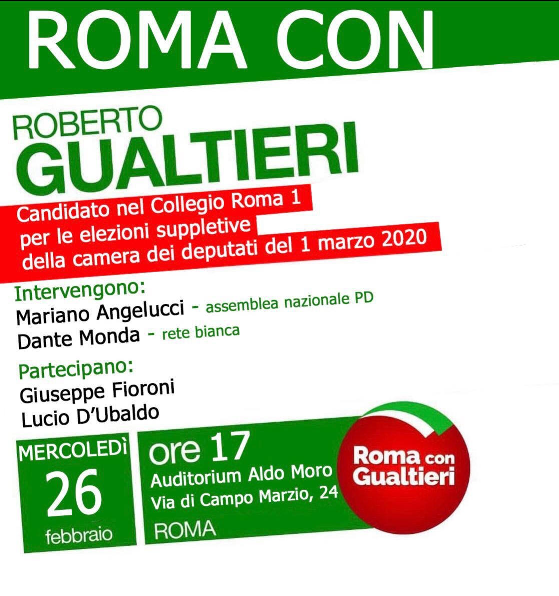 Elezioni Collegio Roma 1 - Angelucci - Cotticelli (PD): Tutti al fianco di Roberto Gualtieri
