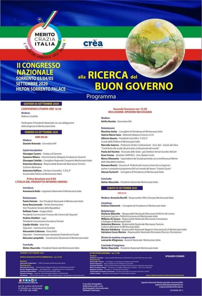 II Congresso Nazionale di Meritocrazia Italia, definito il programma del 4 settembre: previsto l'intervento di Cacciari