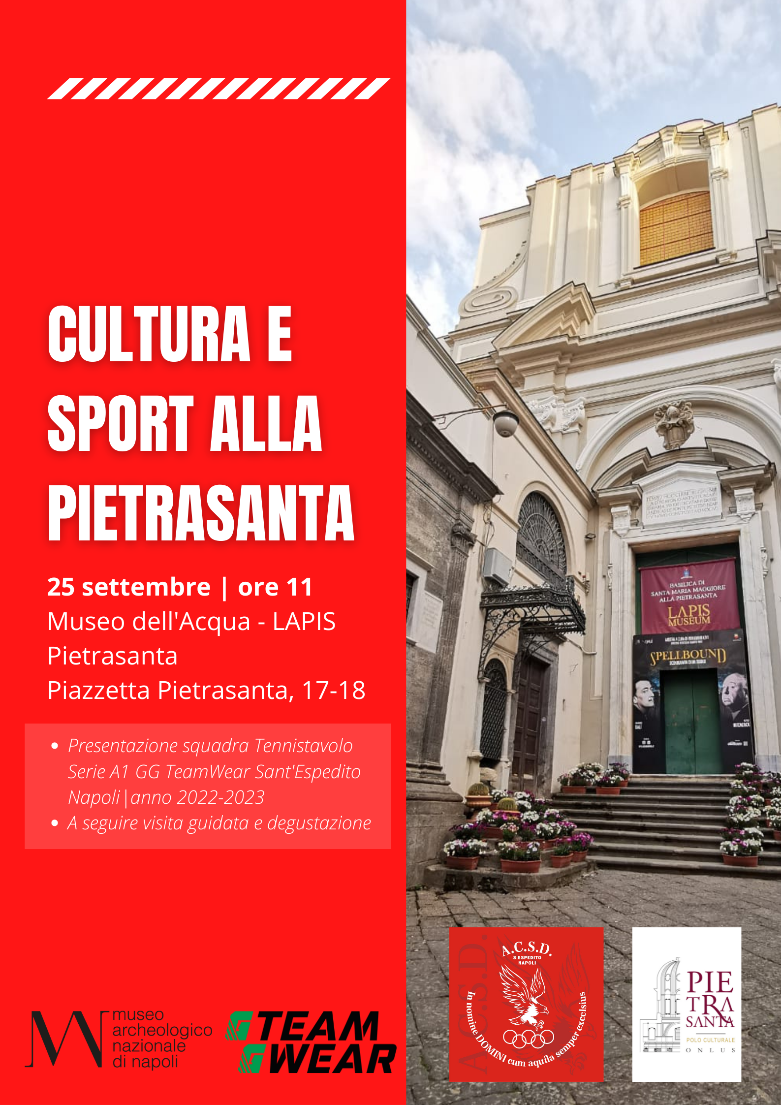 "Cultura e sport alla Pietrasanta" - 25 settembre al Museo dell'Acqua – LAPIS