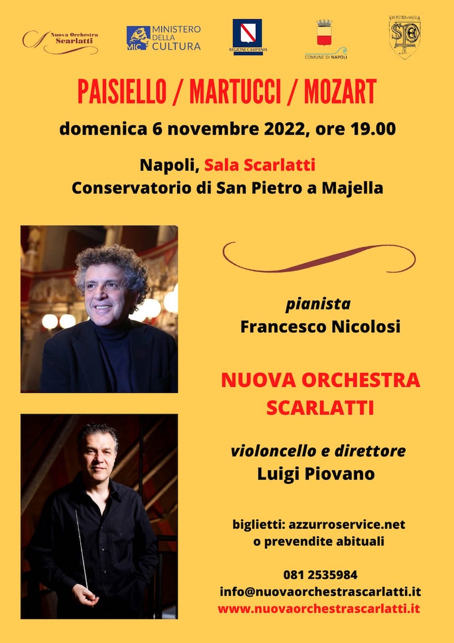 NUOVA ORCHESTRA SCARLATTI | Musica classica napoletana con il pianista Francesco Nicolosi e il violoncellista direttore Luigi Piovano￼