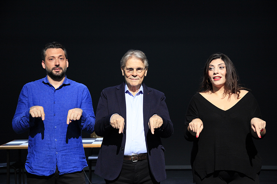 Pako Ioffredo, Demi Licata e Daniel Pennac in "Dal sogno alla scena " mise en espace di Clara Bauer, al Teatro Nuovo di Napoli