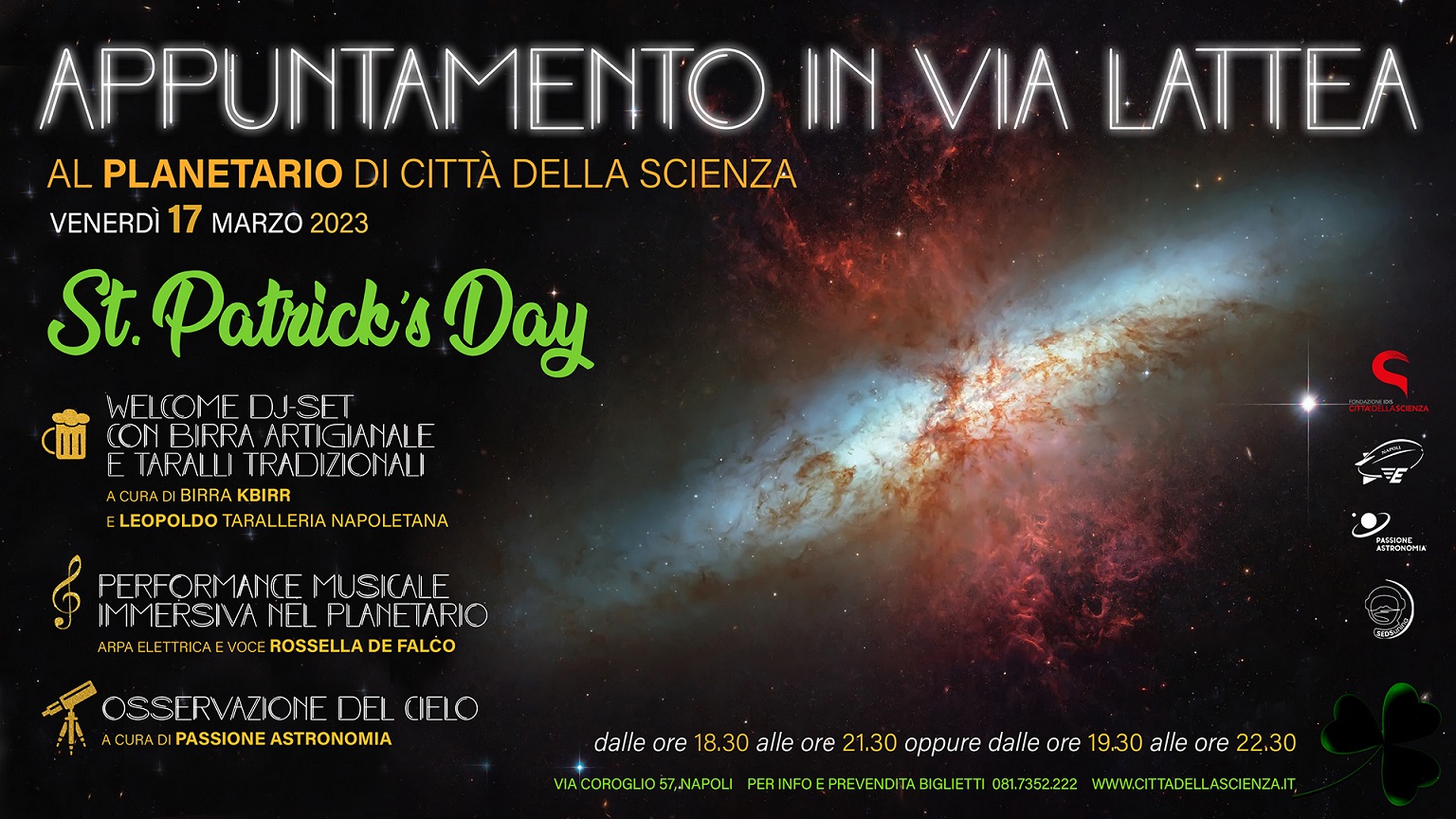'Appuntamento in Via Lattea' al Planetario di Città della Scienza il 17 marzo 2023