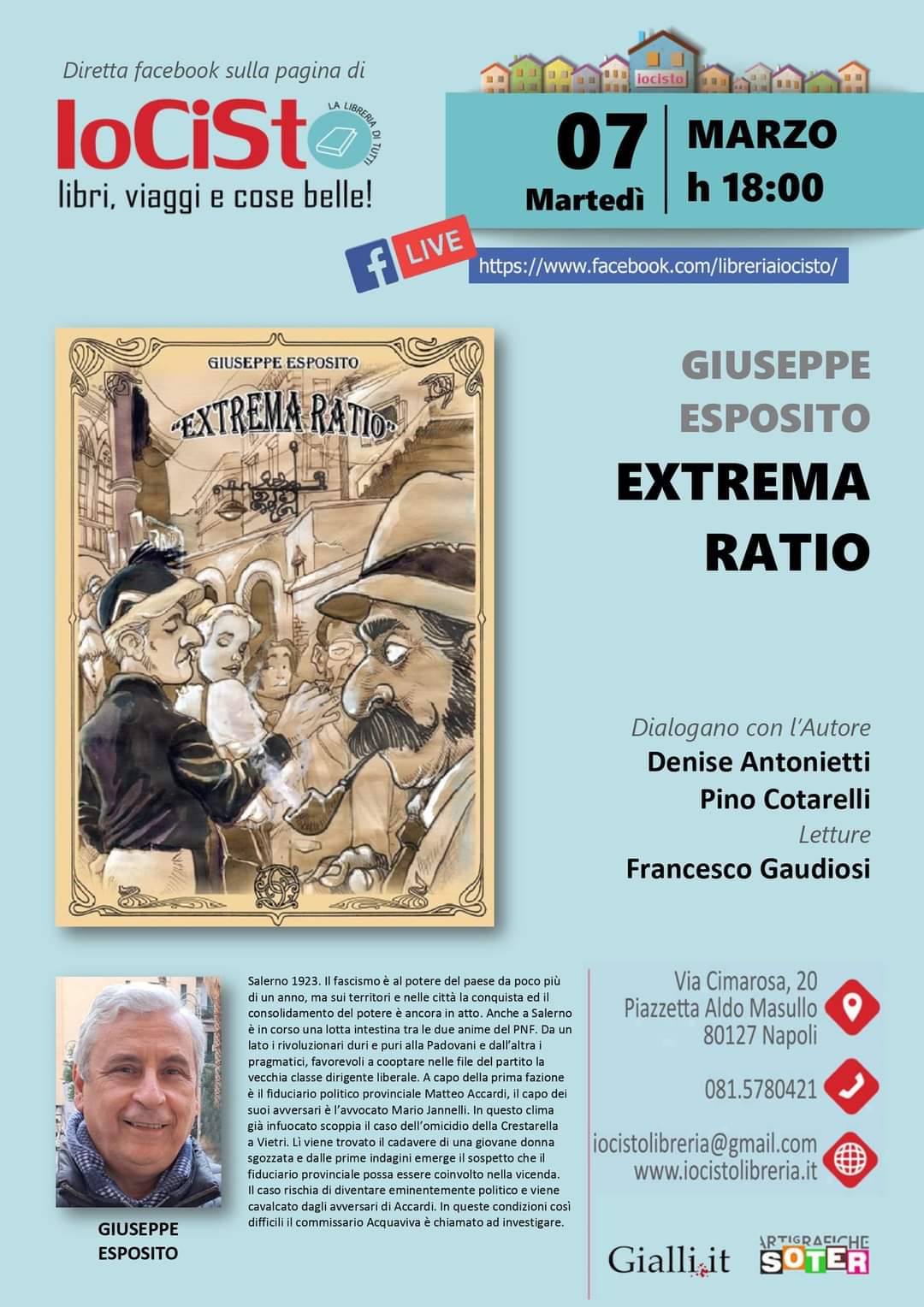“Extrema Ratio”, il nuovo libro di Giuseppe Esposito, martedì 7 marzo 2023 alla libreria Iocisto di Napoli. Edizioni Stamperia del Valentino