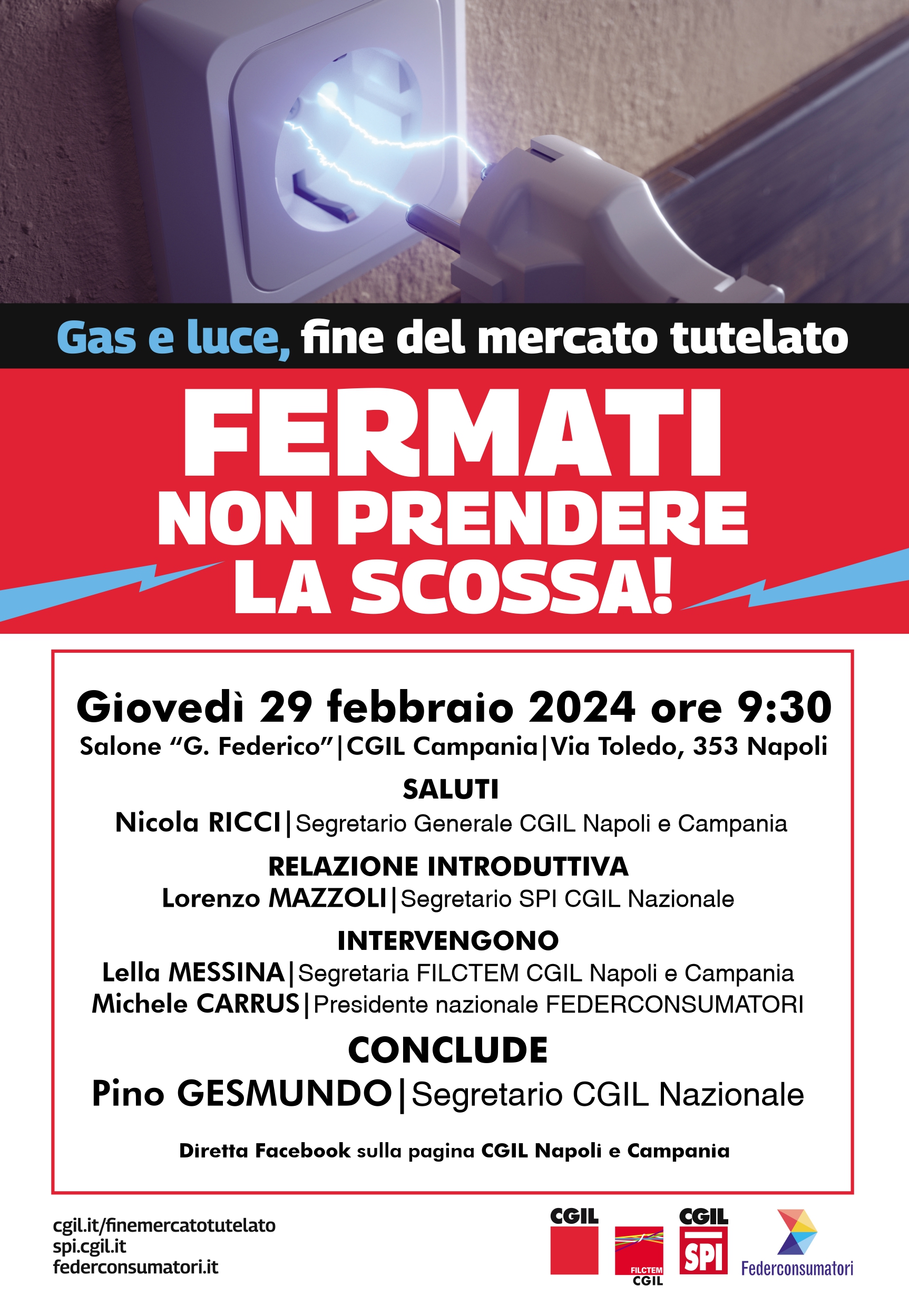 Fine del mercato tutelato gas e luce, a Napoli “Fermati, non prendere la scossa”