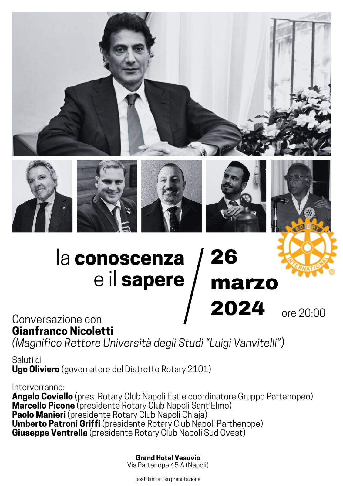 La conoscenza e il sapere: conversazione al Rotary con protagonista Gianfranco Nicoletti